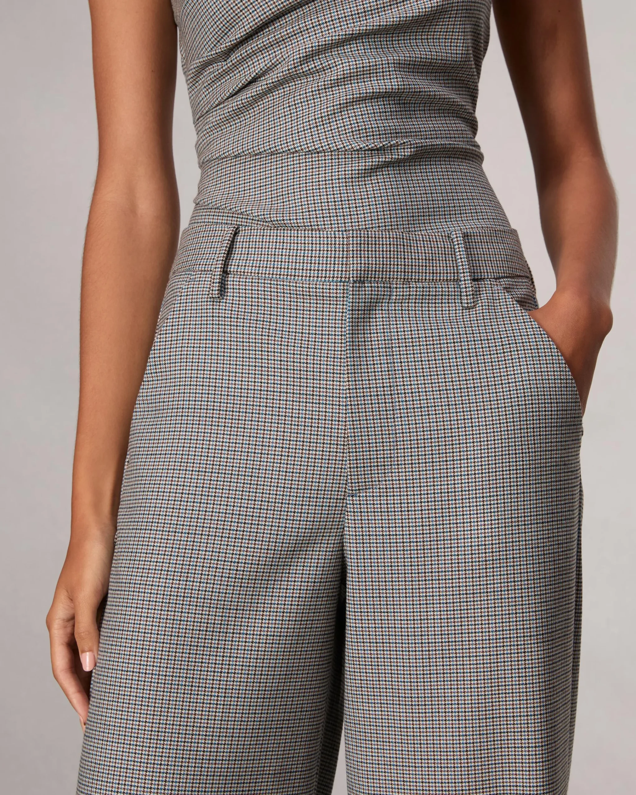 Clearance Andi Full-Length Plaid Pant Women Pants