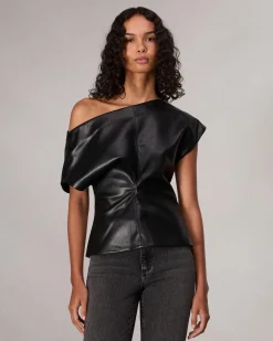 Store Eleanor Faux Leather Top Women Shirts & Tops