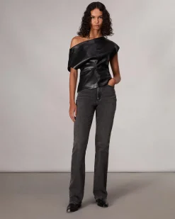Store Eleanor Faux Leather Top Women Shirts & Tops