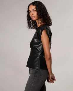 Store Eleanor Faux Leather Top Women Shirts & Tops