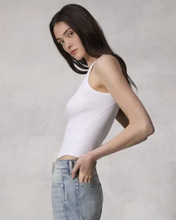 Shop Essential Rib String Tank Women T-Shirts