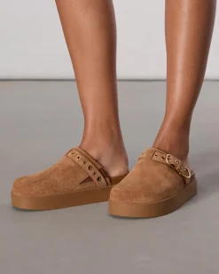 Hot Geo Suede Platform Mules Women Flats