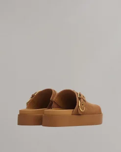 Hot Geo Suede Platform Mules Women Flats