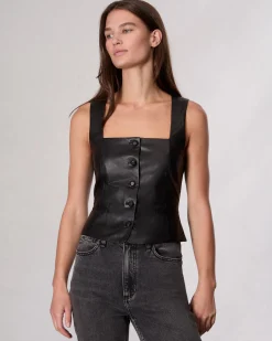 Cheap Mariana Leather Vest Women Shirts & Tops