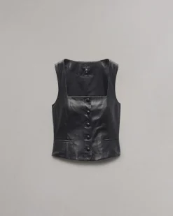 Cheap Mariana Leather Vest Women Shirts & Tops
