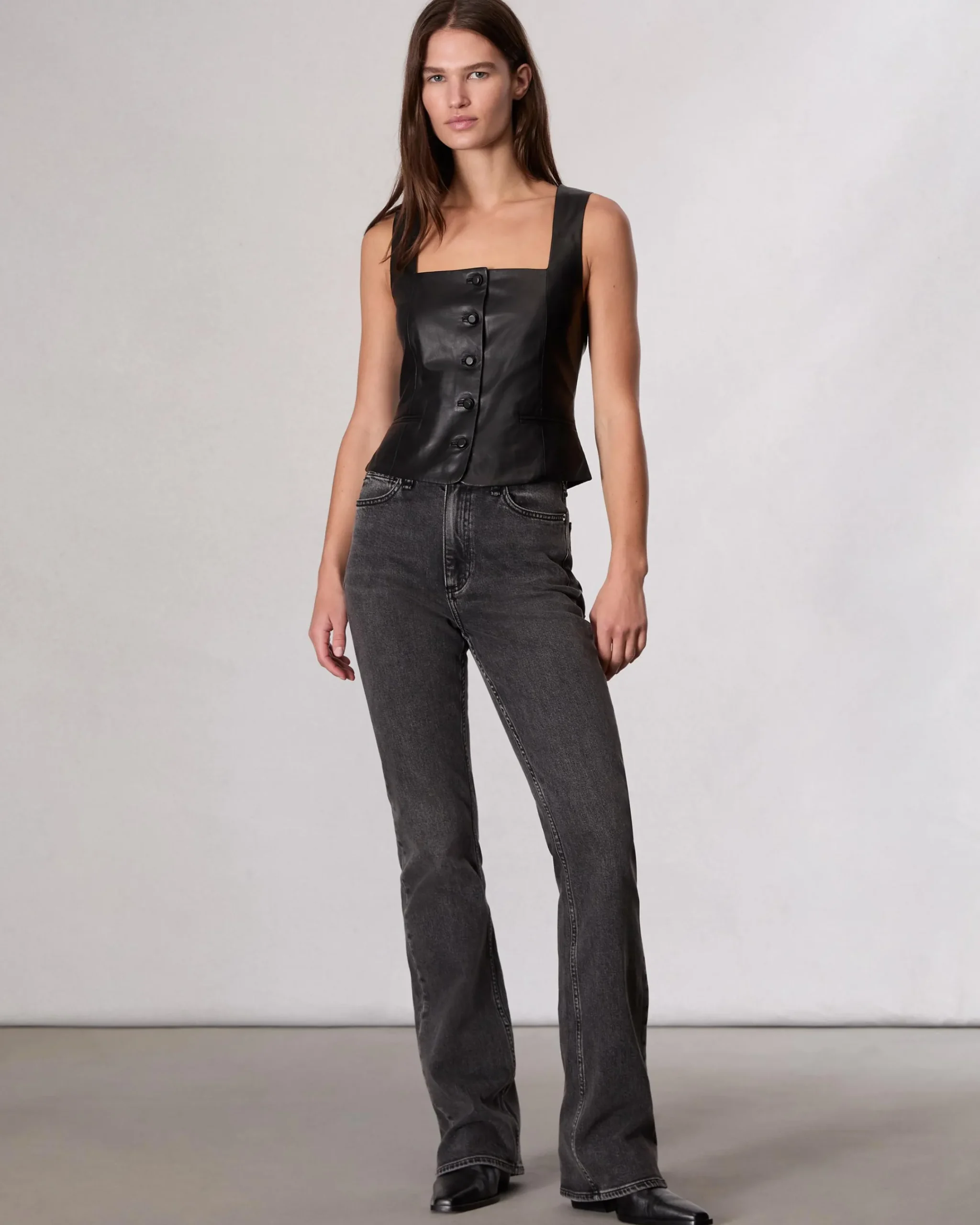 Cheap Mariana Leather Vest Women Shirts & Tops