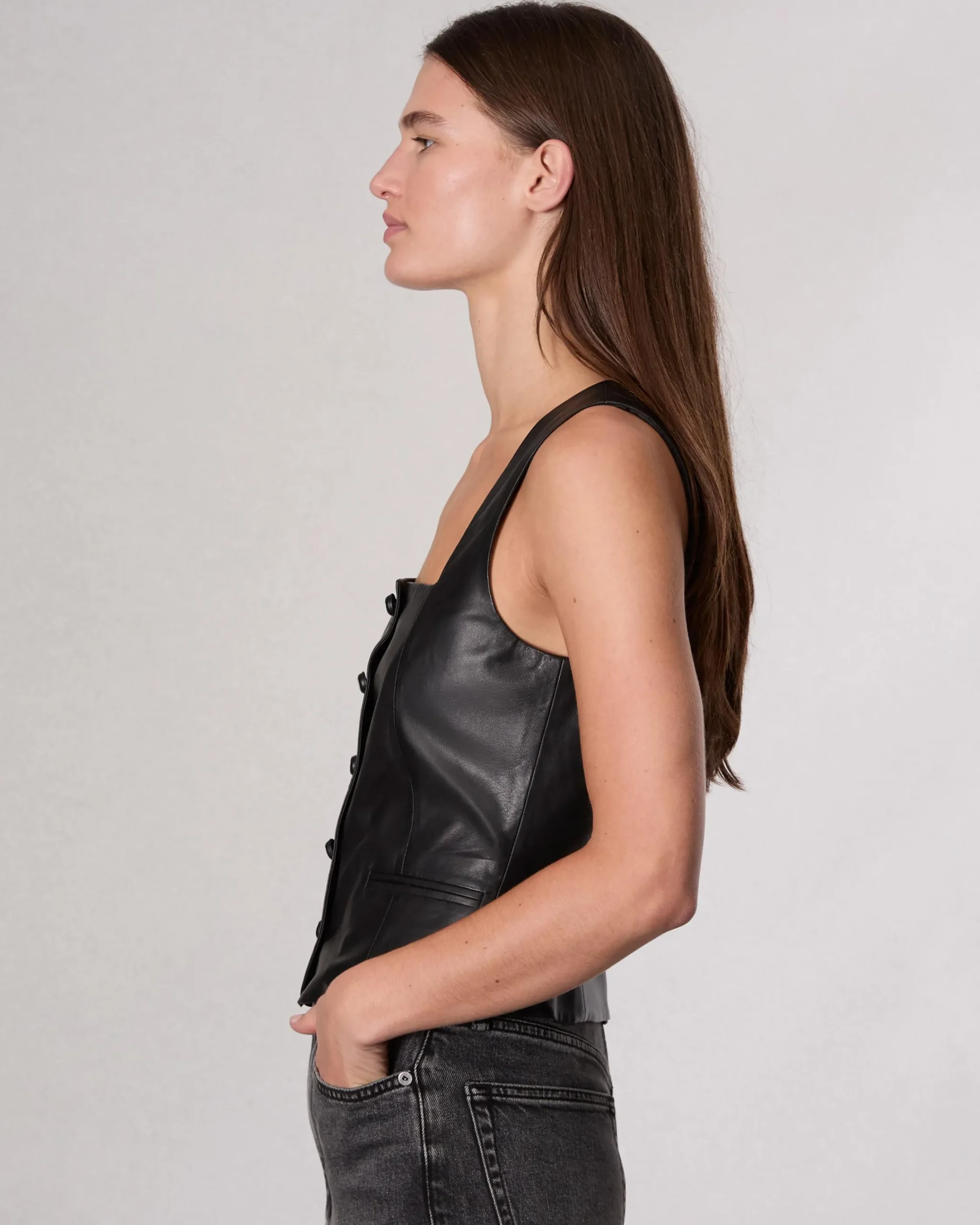 Cheap Mariana Leather Vest Women Shirts & Tops