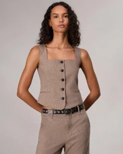 New Mariana Plaid Vest Women Shirts & Tops