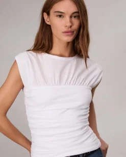 Best Sale Mica Banded Cotton Top Women T-Shirts