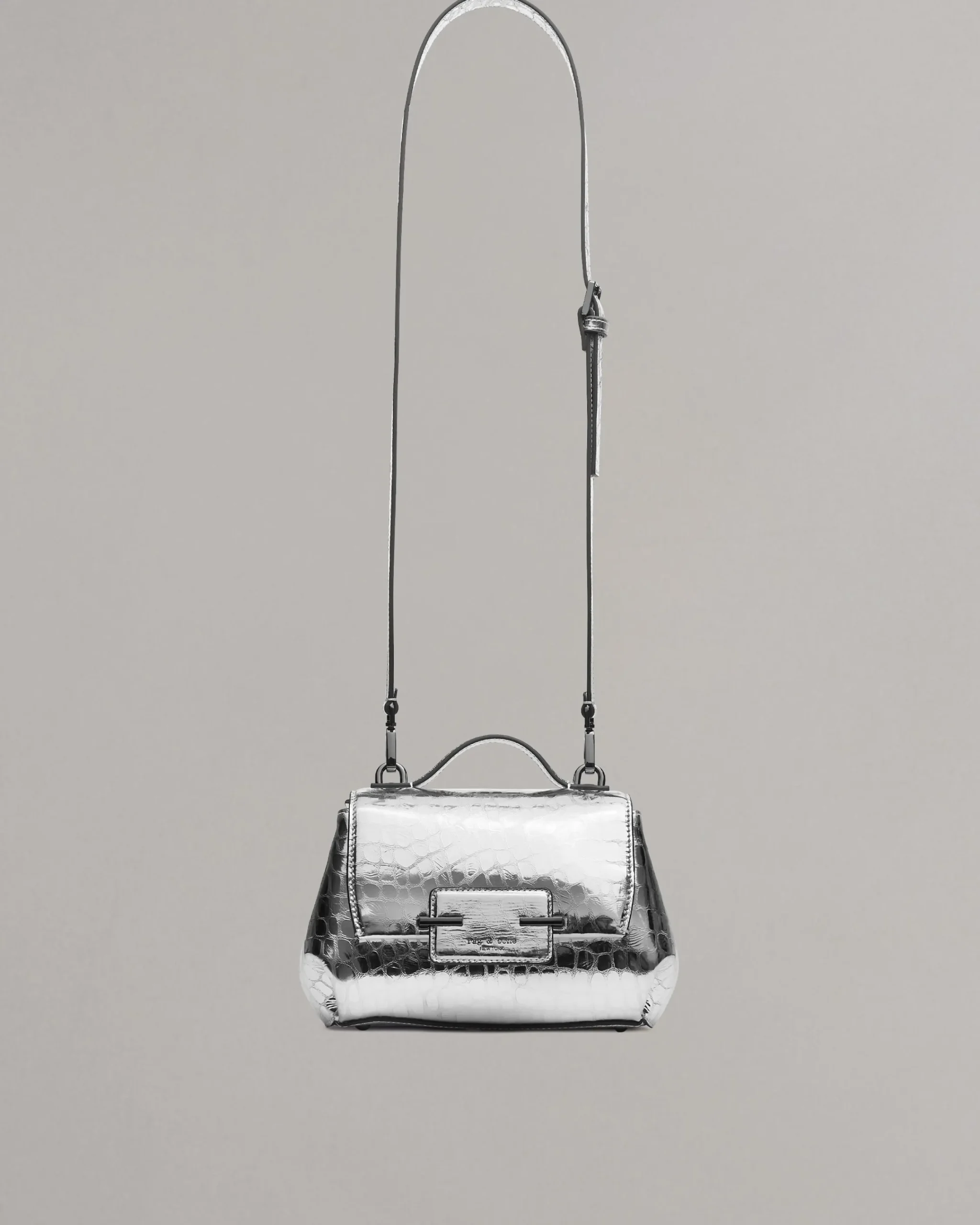 New Realm Embossed Metallic Leather Crossbody Bag Women Handbags