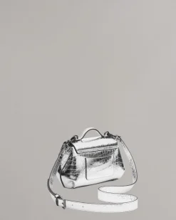 New Realm Embossed Metallic Leather Crossbody Bag Women Handbags