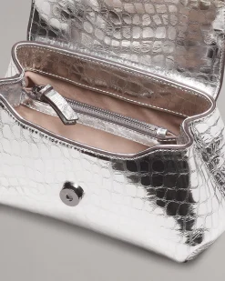 New Realm Embossed Metallic Leather Crossbody Bag Women Handbags