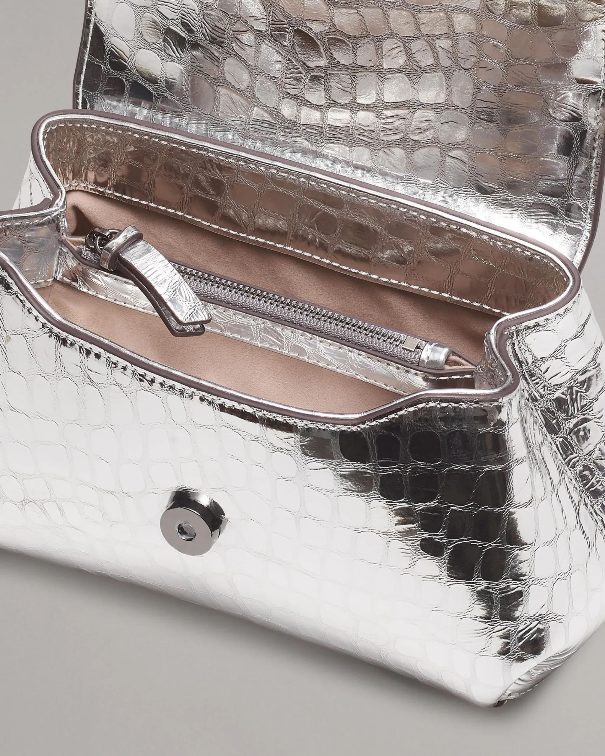 New Realm Embossed Metallic Leather Crossbody Bag Women Handbags