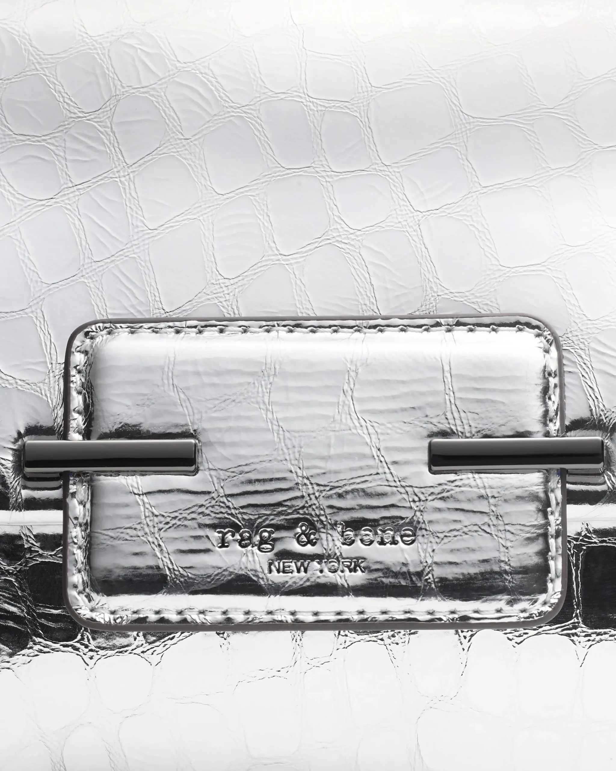 New Realm Embossed Metallic Leather Crossbody Bag Women Handbags