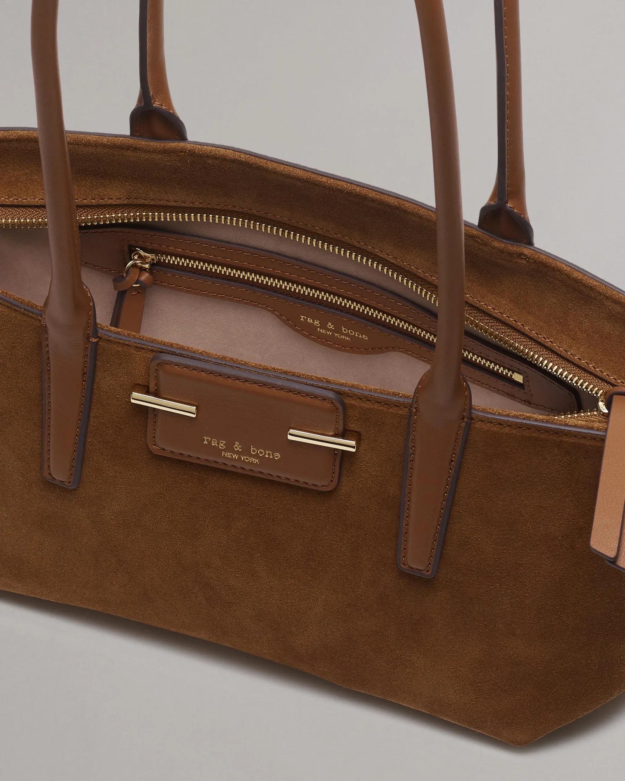 New Realm Italian Suede Satchel Women Handbags