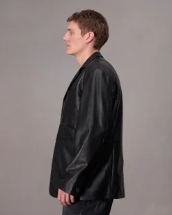 Store Shift Leather Blazer Blazers