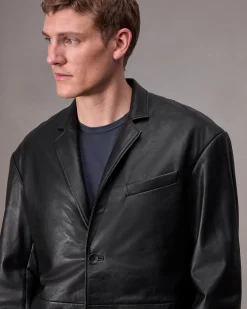 Store Shift Leather Blazer Blazers