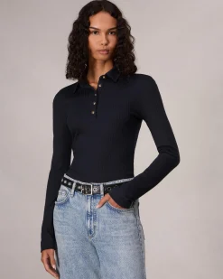 Best Sale The Knit Rib Polo Shirt Women Shirts & Tops