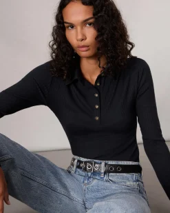 Best Sale The Knit Rib Polo Shirt Women Shirts & Tops