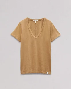 Fashion The Slub V-Neck Tee Women T-Shirts