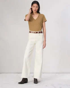 Fashion The Slub V-Neck Tee Women T-Shirts