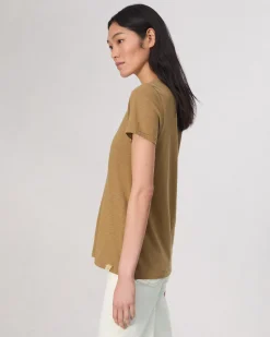 Fashion The Slub V-Neck Tee Women T-Shirts